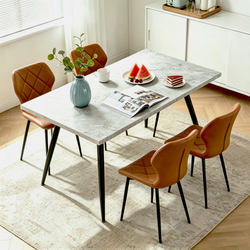 Marble effect table and 4pcs - and,