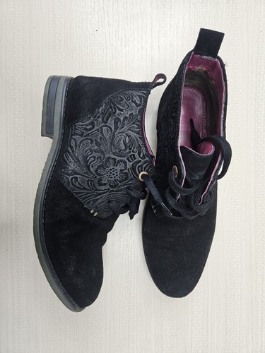 Moshulu black suede floral - suede,