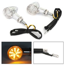 Universal Small Bullet Motorcycle Turn Signal Blinker Indicator Lights Chrome T9