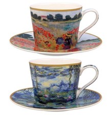 CLAUDE MONET POPPY FIELDS OR WATER LILIES TEA CUP AND SAUCER SET NEW IN GIFT BOX