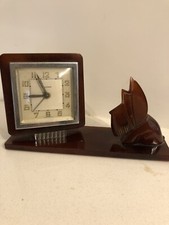 Bayard French Amber Lucite SCOTTISH TERRIER Vintage CLOCK Rare!