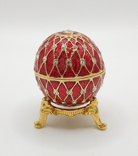 Enamel trinket box egg - enamel, round