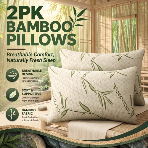 Bamboo memory foam pillow pack - bamboo,