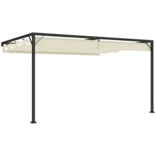 Outsunny 4 x 3(m) Outdoor Pergola Retractable Canopy Wall Mounted, Cream
