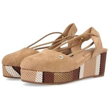 Wrangler Bella Elastic Natural Faux Suede Slip On Platform Low Wedge Shoes