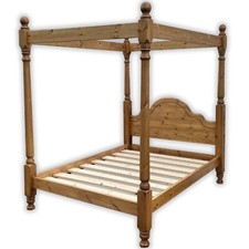 Classic Pine Bed Frame 4FT Small Double FOUR POSTER with Low Foot End