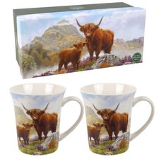 Set of 2 China Mugs Highland Cows Coo The Leonardo Collection