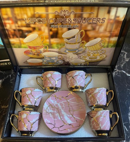 Set six pink and gold - set,