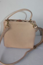 Lulu Guinness Leather Crossbody Shoulder Bag Peach Nude Lip Top Clasp