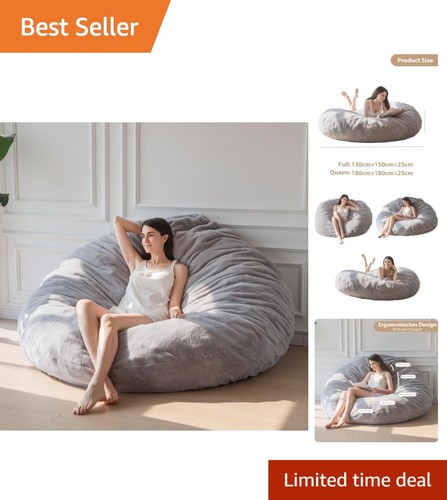 Large gray bean bag bed - large,