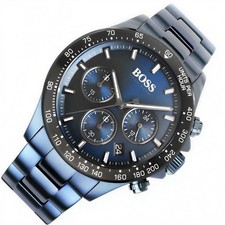 New Genuine HUGO BOSS HB1513758 Hero Sport Mens Watch Stainless Steel Blue Tone