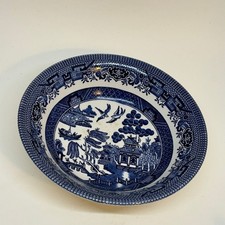 Vintage Churchill Cereal Bowl Blue & White Willow Pattern