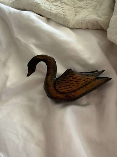 Antique treen swan trinket - treen,