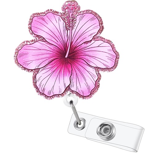 Pink flower badge - pink, funny