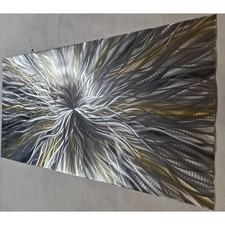 Modern abstract metal wall art.  Nova. Silver, Grey and Gold