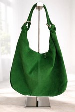 Grass Green Suede Hobo Bag