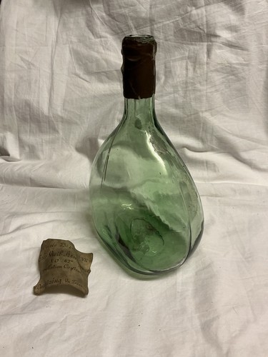 Vintage french green glass rum - green,
