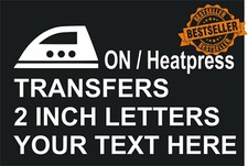 IRON ON / HEAT PRESS TRANSFERS / 2" LETTERS / FOOTBALL SHIRTS / Choose colour
