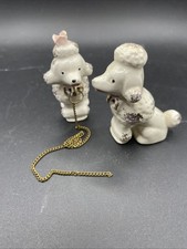 VTG 1950s Retro Kitsch French Poodles Chained Walking Dogs Porcelain Ceramic