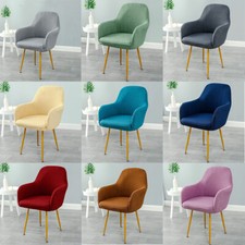 Solid Color Armrest Chairs Office High Chair Curved Back Make Up Seat ElasticUK