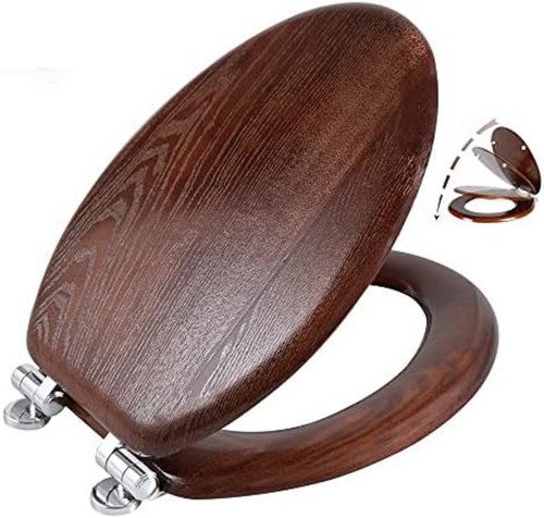 Elongated wood toilet - toilet, seat
