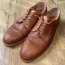 H BY HUDSON HADSTONE WEAVE DERBY TAN LEATHER SHOES SIZE 41/7 