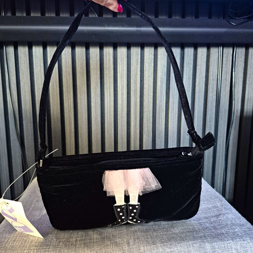 Black fabric small shoulder - black,