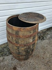 LID REMOVED OLD RECLAIMED USED RUSTIC WHISKEY / SCOTCH WHISKY OAK WOODEN BARREL