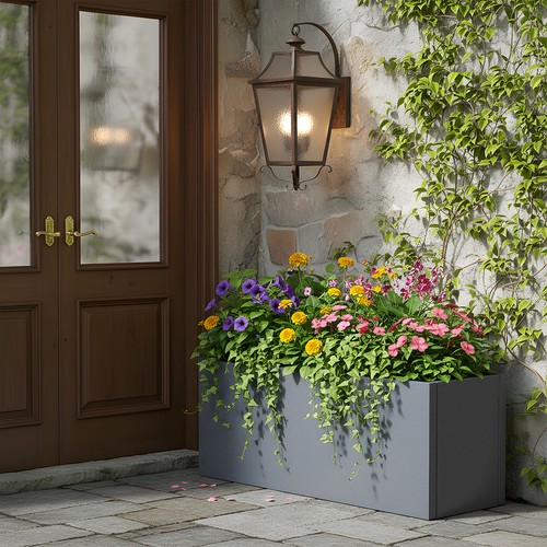 Zinc garden trough planter box - trough,