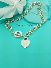Return to Tiffany & Co. Silver Heart Toggle 16 inches Necklace,UK Hallmarked!