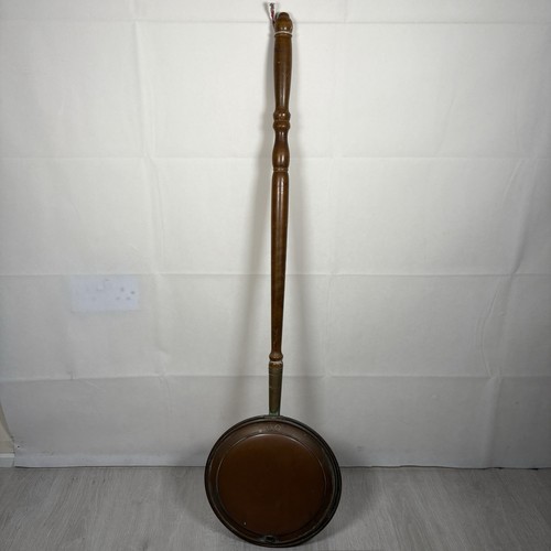 Antique copper bed warmer pan - antique,