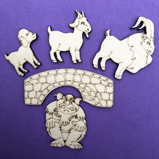  Billy Goat Gruff wood shapes for crafting or loose parts play