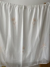 K Living Lined Ivory Voile + Embroidered Curtains - 1 Pair