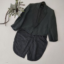 Antique Vintage 1920s Mens Dark Green & Black Tuxedo Tailcoat