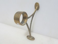 Vintage Brass Curtain Pole Bracket Holder Old Hand Rail Hanger Guard x1