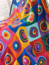 Retro granny square throw - retro,