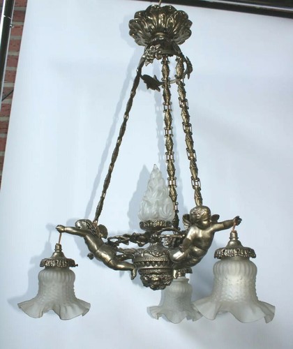 French spelter brass putti - 3,