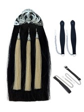 Scottish Black Horse Hair Thistle Cantle Kilt Sporran In Three White Tassel