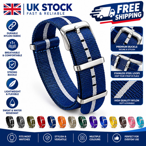 Ribbed nylon nato watch strap - ribbed,