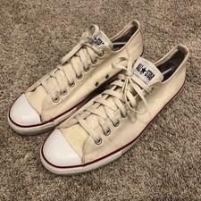 Vintage Converse All Star Low Top White Cream Chuck Taylor Size US 11.5 Made USA