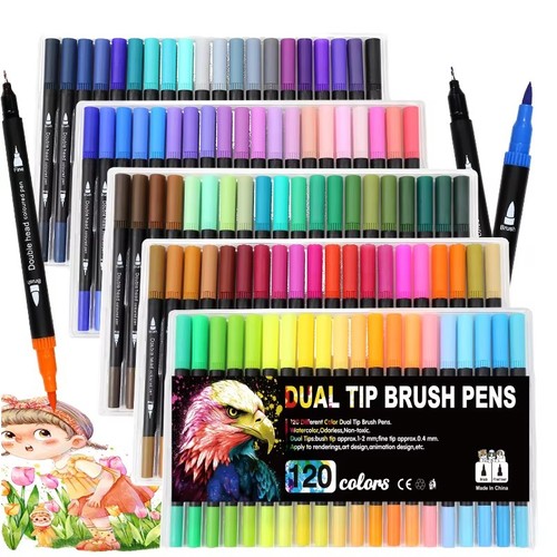 120 dual tip brush pens - brush,