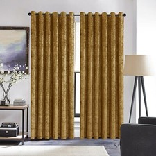 Crushed Velvet Blackout Curtains Eyelet Ring Top Ready Made Lined Curtains Pair