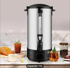 10L Stainless Steel Hot Water Urn – Tea Coffee Boiler, Temperature Control, 1500