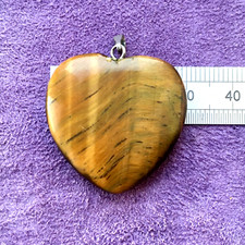 Heart-Shaped Tiger's Eye Pendant/Charm with Silver Loop - Polished - Medium-Size