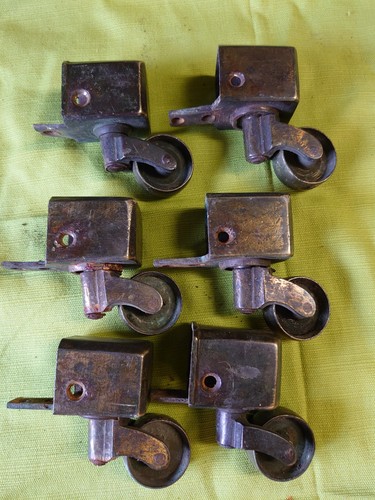 Brass castors set six - set,