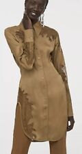 H&M Studio Collection Olive  Premium Tunic Satin Shirt Dress Conscious UK 12