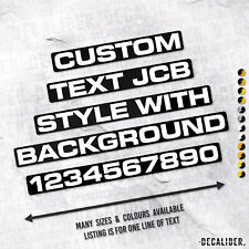 Custom Text JCB Style with Background Sticker - Many Colours Sizes Personalised