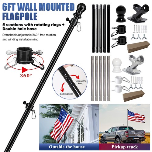 6ft wall mounted - mounted, flag