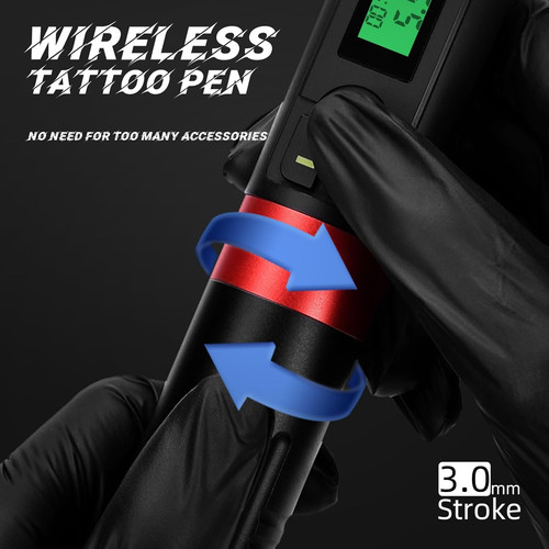 Red wireless tattoo machine - wireless,