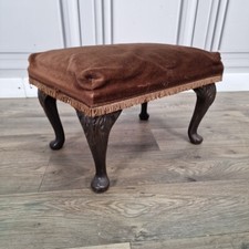 Vintage Retro Foot Stool Pouffe Fabric Upholstered Feet Rest - For Up-Cycle